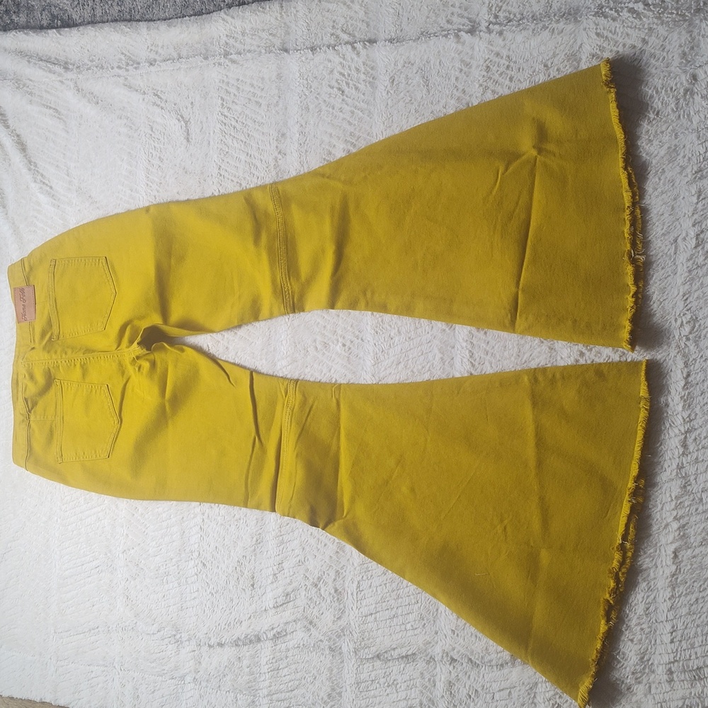 Home Folk Mustard Yellow Wide Flare Women's Pants Size 12 NWT Bell bottom - Picture 13 of 16